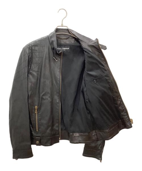 DOLCE & GABBANA（ドルチェ＆ガッバーナ）DOLCE & GABBANA (ドルチェ＆ガッバーナ) ラムレザージャケット　メンズ　ブラック ブラック サイズ:SIZE 48の古着・服飾アイテム