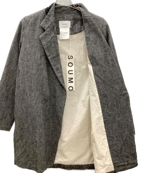 SOUMO（ソウモ）SOUMO (ソウモ) リネン混チェスターコート　SOUMO　メンズ　グレー グレー サイズ:3の古着・服飾アイテム