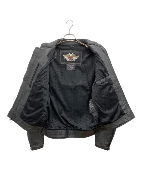 HARLEY-DAVIDSON（ハーレーダビッドソン）HARLEY-DAVIDSON (ハーレーダビッドソン) シングルライダースジャケット　HARLEY-DAVIDSON　メンズ　ブラック ブラック サイズ:Sの古着・服飾アイテム