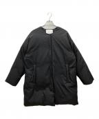 Lallia Muラリア ムー）の古着「ノーカラーダウンコート　Lallia Mu　レディース　ブラック　」｜ブラック
