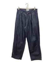 STILL BY HAND（スティルバイハンド）の古着「デニムパンツSTILL BY HANDインディゴ　10oz denim box pleat pants」｜インディゴ
