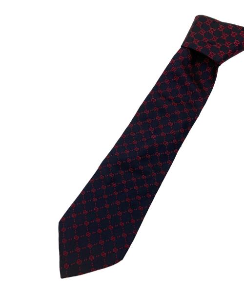 GUCCI（グッチ）GUCCI (グッチ) ネクタイ　ブラック×レッド　GGロゴ ブラック×レッド サイズ:SIZE FREEの古着・服飾アイテム