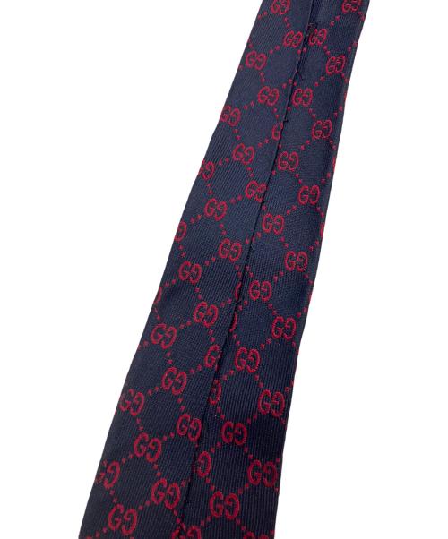 GUCCI（グッチ）GUCCI (グッチ) ネクタイ　ブラック×レッド　GGロゴ ブラック×レッド サイズ:SIZE FREEの古着・服飾アイテム