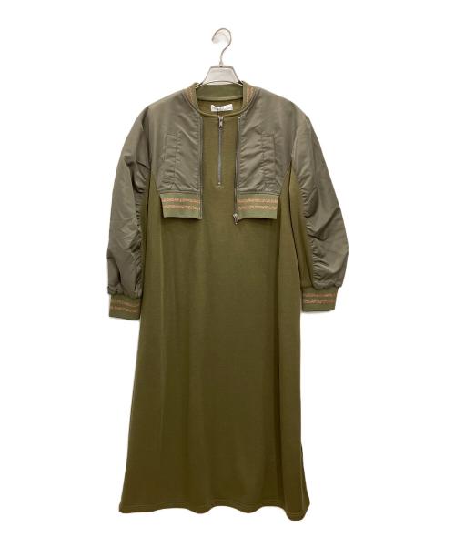 33℃（サーティースリーディグリー）33℃ (サーティースリーディグリー) ラメリブライクボンバーヒートop　33℃　レディース　カーキ　タグ付 カーキ サイズ:Mの古着・服飾アイテム