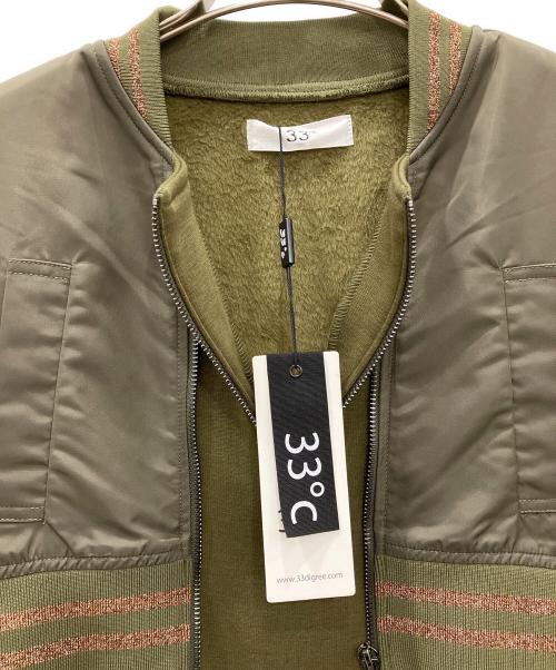 33℃（サーティースリーディグリー）33℃ (サーティースリーディグリー) ラメリブライクボンバーヒートop　33℃　レディース　カーキ　タグ付 カーキ サイズ:Mの古着・服飾アイテム