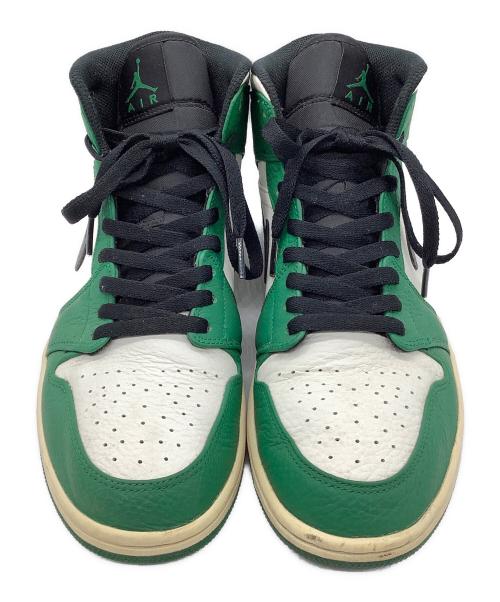 NIKE（ナイキ）NIKE (ナイキ) ハイカットスニーカー　NIKE　メンズ　グリーン×ホワイト　AIR JORDAN 1 MID グリーン×ホワイト サイズ:28の古着・服飾アイテム