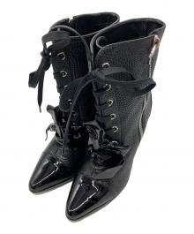 LOEWE（ロエベ）の古着「レザーフロントリボンブーツ」｜ブラック