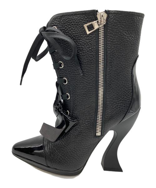 LOEWE（ロエベ）LOEWE (ロエベ) レザーフロントリボンブーツ ブラック サイズ:39の古着・服飾アイテム