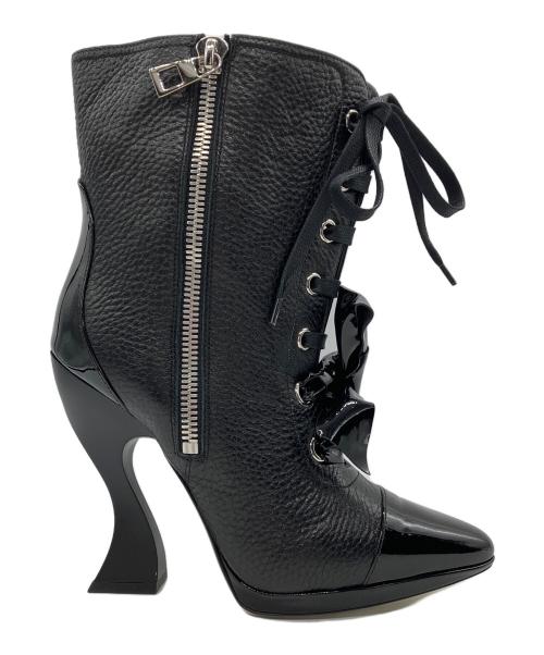 LOEWE（ロエベ）LOEWE (ロエベ) レザーフロントリボンブーツ ブラック サイズ:39の古着・服飾アイテム