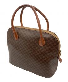 CELINE（セリーヌ）の古着「ハンドバッグ　CELINE　ブラウン　マカダム　オールド　ジップストラップ欠品・ハンドルヒビ有」｜ブラウン