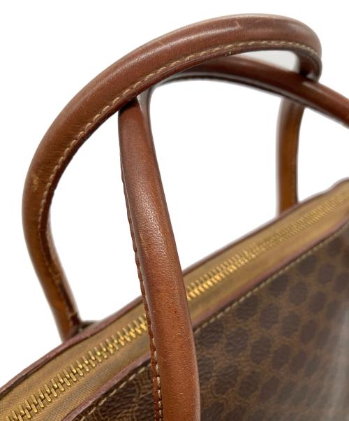 CELINE（セリーヌ）CELINE (セリーヌ) ハンドバッグ　CELINE　ブラウン　マカダム　オールド　ジップストラップ欠品・ハンドルヒビ有 ブラウンの古着・服飾アイテム