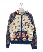 Hysteric Glamourヒステリックグラマー）の古着「ジップパーカー　Hysteric Glamour　レディース　マルチカラー　総柄　2CF-4790　ラグランスリーブ 旧タグ」｜マルチカラー