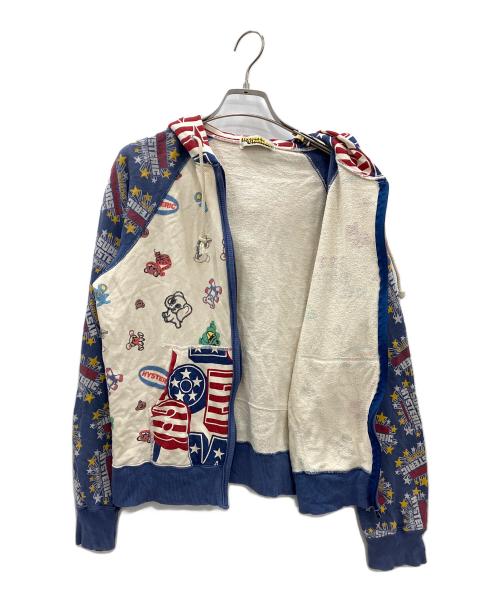 Hysteric Glamour（ヒステリックグラマー）Hysteric Glamour (ヒステリックグラマー) ジップパーカー　Hysteric Glamour　レディース　マルチカラー　総柄　2CF-4790　ラグランスリーブ 旧タグ マルチカラー サイズ:FREEの古着・服飾アイテム