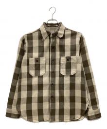 WAREHOUSE（ウエアハウス）の古着「長袖シャツ　WAREHOUSE　メンズ　ブラウン×ベージュ」｜ブラウン×ベージュ
