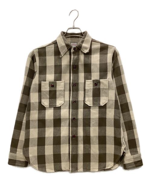 WAREHOUSE（ウエアハウス）WAREHOUSE (ウエアハウス) 長袖シャツ　WAREHOUSE　メンズ　ブラウン×ベージュ ブラウン×ベージュ サイズ:Ｓの古着・服飾アイテム