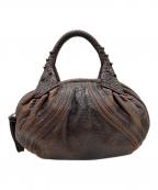 FENDIフェンディ）の古着「ハンドバッグ　FENDI　ミニ スパイバッグ　レザー　ブラウン　各所色落ち・型崩れ・ハンドルダメージ有」｜ブラウン