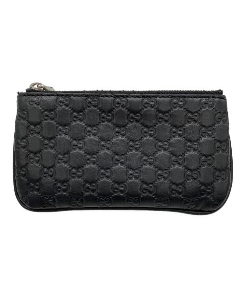 GUCCI（グッチ）GUCCI (グッチ) キーリング付きコインケース　GUCCI　マイクロGG　ブラック ブラックの古着・服飾アイテム