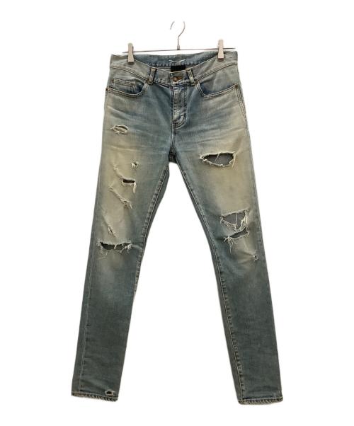 Saint Laurent Paris（サンローランパリ）Saint Laurent Paris (サンローランパリ) クラッシュデストロイデニムパンツ　Saint Laurent Paris　メンズ　インディゴ インディゴ サイズ:73.5㎝（W29）の古着・服飾アイテム
