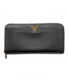 PRADA（プラダ）の古着「ラウンドファスナー長財布　PRADA　ブラック」｜ブラック