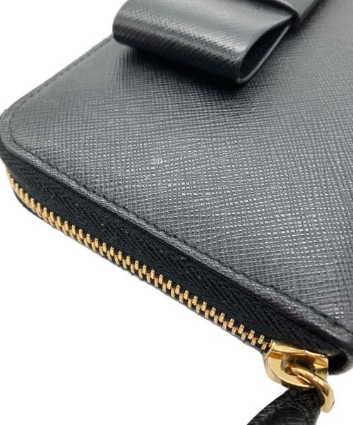 PRADA（プラダ）PRADA (プラダ) 長財布　PRADA　サフィアーノ　ブラック　リボン ブラックの古着・服飾アイテム