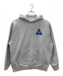 PALACE（パレス）の古着「ロゴプリントプルオーバーパーカー　PALACE　メンズ　グレー　毛羽立ち有」｜グレー