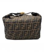 FENDIフェンディ）の古着「バニティバッグ　FENDI　ブラウン×ブラック　ズッカ柄」｜ブラウン×ブラック