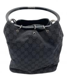 GUCCI（グッチ）の古着「リングハンドルバッグ　GUCCI　キャンバス　レディース　ブラック　GG柄」｜ブラック