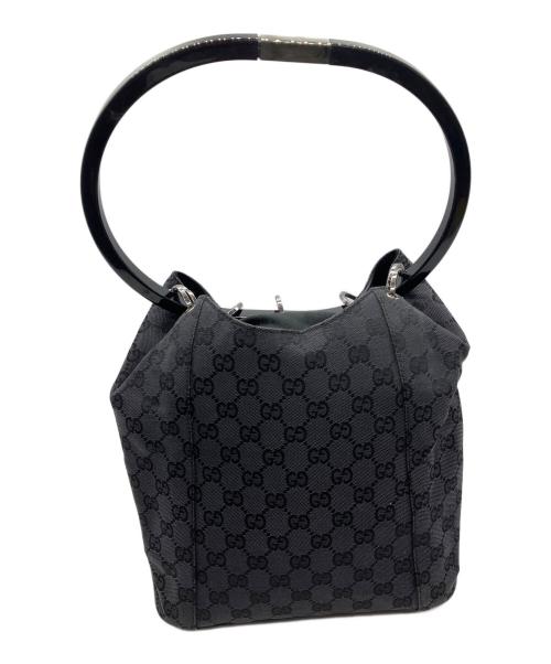 GUCCI（グッチ）GUCCI (グッチ) リングハンドルバッグ　GUCCI　キャンバス　レディース　ブラック　GG柄 ブラックの古着・服飾アイテム