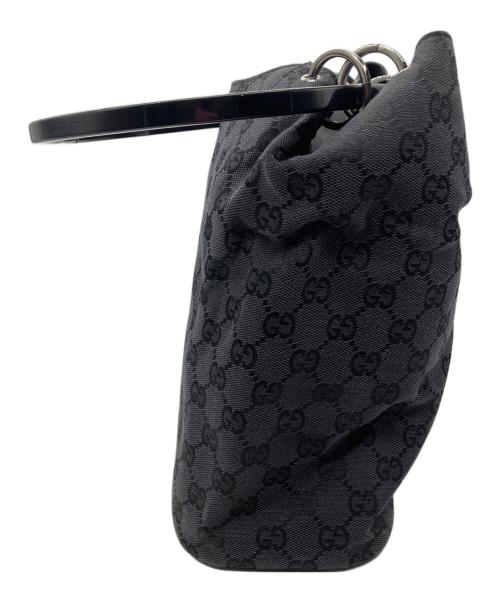 GUCCI（グッチ）GUCCI (グッチ) リングハンドルバッグ　GUCCI　キャンバス　レディース　ブラック　GG柄 ブラックの古着・服飾アイテム