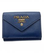 PRADAプラダ）の古着「3つ折り財布　PRADA　1MH021　サフィアーノ　保存袋付　ネイビー」｜ネイビー