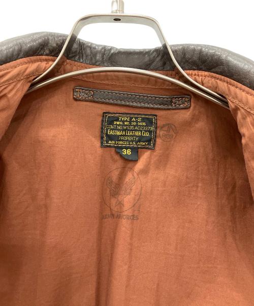 Eastman Leather Clothing（イーストマン レザー クロージング）Eastman Leather Clothing A-2フライトジャケット　EASTMAN LEATHER CLOTHING　メンズ　ブラウン　穴有　	初期シェブロン型CROWN @ 古着 ブラウン サイズ:36の古着・服飾アイテム