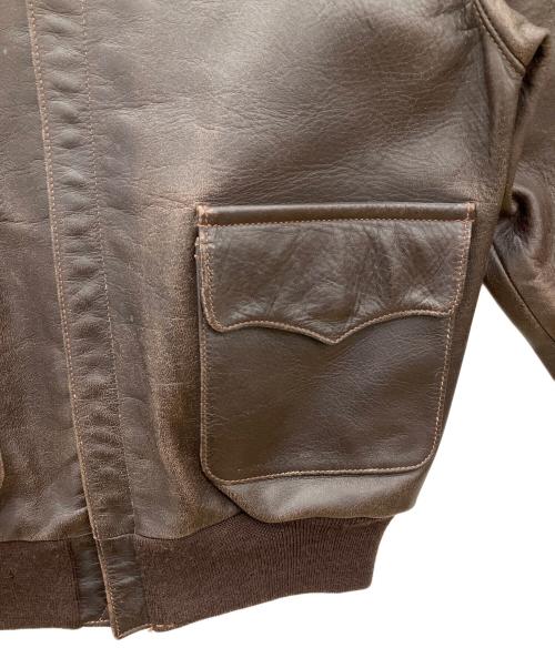 Eastman Leather Clothing（イーストマン レザー クロージング）Eastman Leather Clothing A-2フライトジャケット　EASTMAN LEATHER CLOTHING　メンズ　ブラウン　穴有　	初期シェブロン型CROWN @ 古着 ブラウン サイズ:36の古着・服飾アイテム