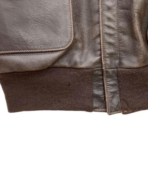Eastman Leather Clothing（イーストマン レザー クロージング）Eastman Leather Clothing A-2フライトジャケット　EASTMAN LEATHER CLOTHING　メンズ　ブラウン　穴有　	初期シェブロン型CROWN @ 古着 ブラウン サイズ:36の古着・服飾アイテム