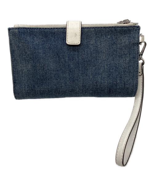 MICHAEL KORS（マイケル・コース）MICHAEL KORS (マイケル・コース) ジェットセット トラベル ラージ デニム リストレット ウォレット　MICHAEL KORS　インディゴ×ホワイト インディゴ×ホワイトの古着・服飾アイテム
