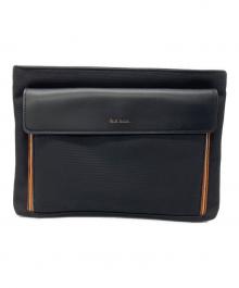 PAUL SMITH（ポールスミス）の古着「マルチストライプナイロンポケット2WAYショルダーバッグ　ブラック」｜ブラック