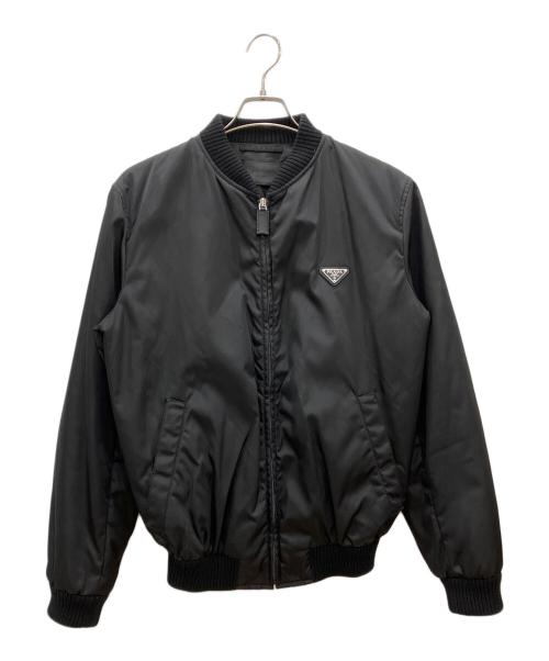 PRADA（プラダ）PRADA (プラダ) トライアングルロゴ プレート ボンバージャケット　PRADA　メンズ　ブラック　代理店表記有　NFC反応確認済み ブラック サイズ:50の古着・服飾アイテム