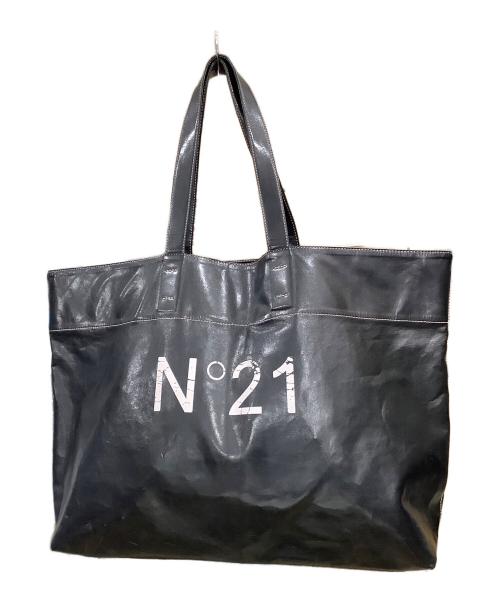 N°21（ヌメロヴェントゥーノ）N°21 (ヌメロヴェントゥーノ) ロゴトートバッグ　ブラック ブラックの古着・服飾アイテム