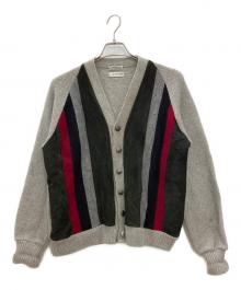 SHILLITOS MENS STORE（SHILLITOS MENS STORE）の古着「厚手カーディガン　SHILLITOS MENS STORE　メンズ　グレー　推定50’s頃 鉄鋲 2PLYレザー切替」｜グレー
