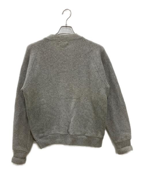 SHILLITOS MENS STORE（SHILLITOS MENS STORE）SHILLITOS MENS STORE (SHILLITOS MENS STORE) 厚手カーディガン　SHILLITOS MENS STORE　メンズ　グレー　推定50’s頃 鉄鋲 2PLYレザー切替 グレー サイズ:Lの古着・服飾アイテム