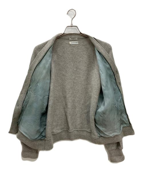 SHILLITOS MENS STORE（SHILLITOS MENS STORE）SHILLITOS MENS STORE (SHILLITOS MENS STORE) 厚手カーディガン　SHILLITOS MENS STORE　メンズ　グレー　推定50’s頃 鉄鋲 2PLYレザー切替 グレー サイズ:Lの古着・服飾アイテム