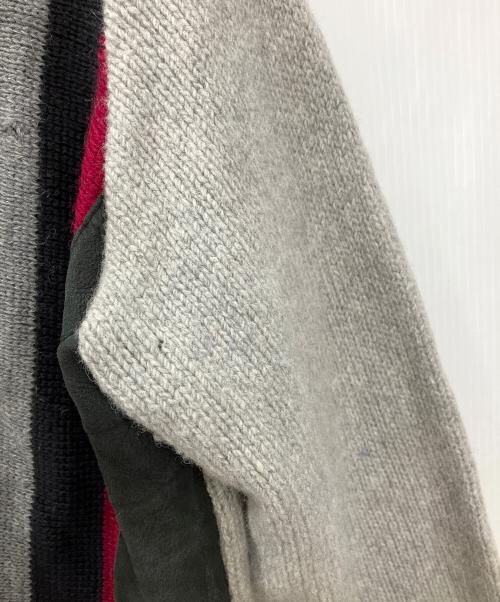SHILLITOS MENS STORE（SHILLITOS MENS STORE）SHILLITOS MENS STORE (SHILLITOS MENS STORE) 厚手カーディガン　SHILLITOS MENS STORE　メンズ　グレー　推定50’s頃 鉄鋲 2PLYレザー切替 グレー サイズ:Lの古着・服飾アイテム