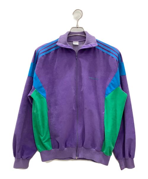 adidas（アディダス）adidas (アディダス) ベロアトラックジャケット　adidas　パープル　ヨゴレ有　70s VENTEX社製 PRODUCTION @ 古着 パープル サイズ:不明の古着・服飾アイテム