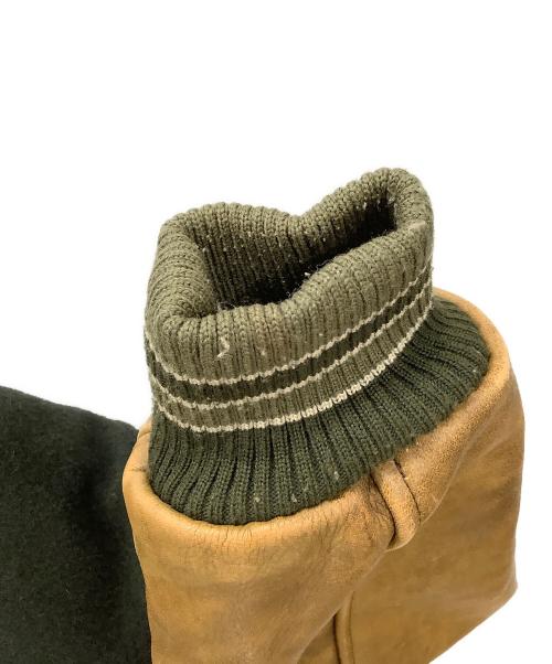 O'NEILL（オニール）O'NEILL (オニール) レザー切替スタジャン　O'NEILL　メンズ　ブラウン×グリーン　牛革　日本製 ブラウン×グリーン サイズ:Mの古着・服飾アイテム