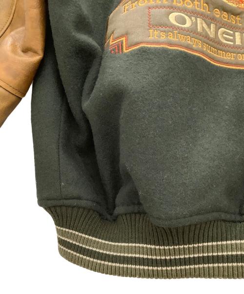O'NEILL（オニール）O'NEILL (オニール) レザー切替スタジャン　O'NEILL　メンズ　ブラウン×グリーン　牛革　日本製 ブラウン×グリーン サイズ:Mの古着・服飾アイテム