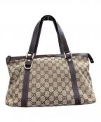 GUCCIグッチ）の古着「トートバッグ　GUCCI　レディース　ベージュ　GGキャンバス」｜ベージュ