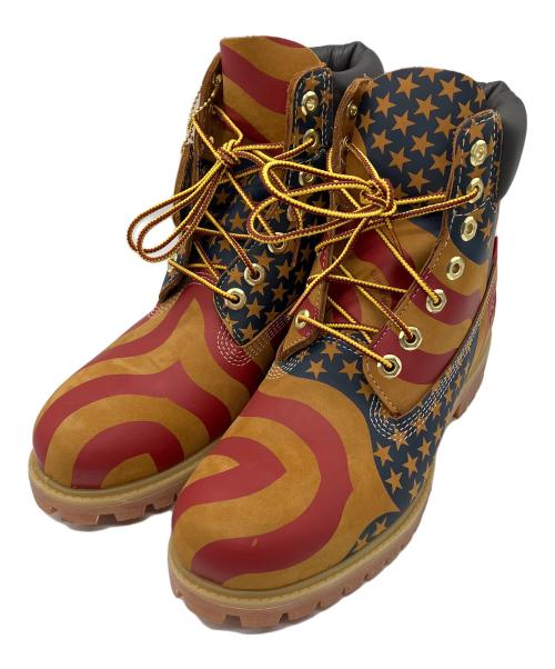 Timberland（ティンバーランド）Timberland (ティンバーランド) SUPREME (シュプリーム) レースアップブーツ　Timberland　Supreme　メンズ　ブラウン　保存袋・箱付　星条旗 ブラウン サイズ:8Mの古着・服飾アイテム