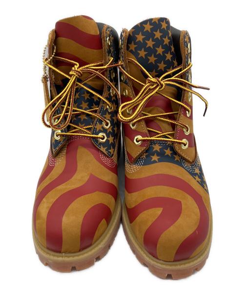 Timberland（ティンバーランド）Timberland (ティンバーランド) SUPREME (シュプリーム) レースアップブーツ　Timberland　Supreme　メンズ　ブラウン　保存袋・箱付　星条旗 ブラウン サイズ:8Mの古着・服飾アイテム