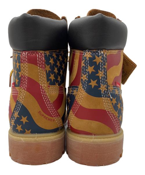 Timberland（ティンバーランド）Timberland (ティンバーランド) SUPREME (シュプリーム) レースアップブーツ　Timberland　Supreme　メンズ　ブラウン　保存袋・箱付　星条旗 ブラウン サイズ:8Mの古着・服飾アイテム