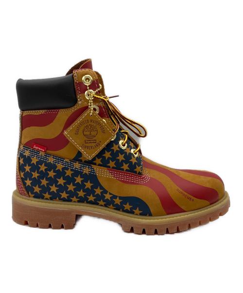 Timberland（ティンバーランド）Timberland (ティンバーランド) SUPREME (シュプリーム) レースアップブーツ　Timberland　Supreme　メンズ　ブラウン　保存袋・箱付　星条旗 ブラウン サイズ:8Mの古着・服飾アイテム