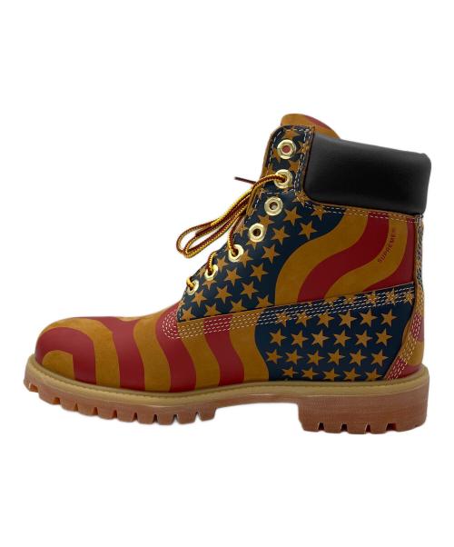Timberland（ティンバーランド）Timberland (ティンバーランド) SUPREME (シュプリーム) レースアップブーツ　Timberland　Supreme　メンズ　ブラウン　保存袋・箱付　星条旗 ブラウン サイズ:8Mの古着・服飾アイテム